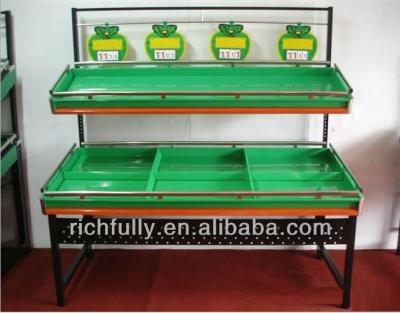 China RFY-SO03 Single Sided Durable And Luxurious Double Layer Fruit Vegetable Display Rack for sale