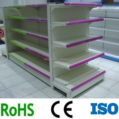 China Beautiful CE certificate double sided low price supermarket pharmacy steel shelves for sale for sale