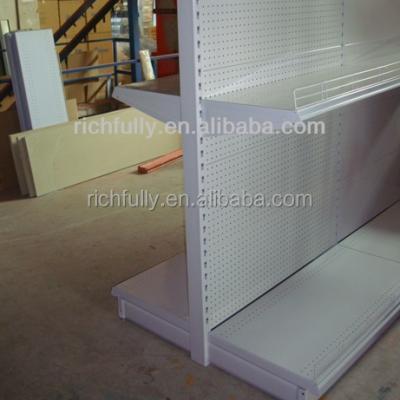 China Back panel double-sided perforated shelf with different hooks, perforated metal mesh rack for sale