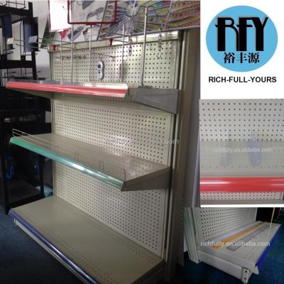 China Single Sided Heavy Duty Supermarket Shelf Perforated Metal Sheet , Store Used Shelves For Sale for sale