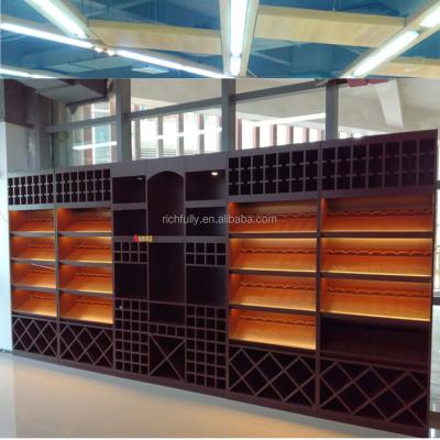 China Single Sided High Grade Full Wooden Wine Bottle Racks Store Display For Liquor / Alcohol Drinks for sale