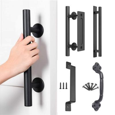 China Black Kitchen Modern Cast Iron Metal Main Door Long Sliding Barn Door Handle for sale