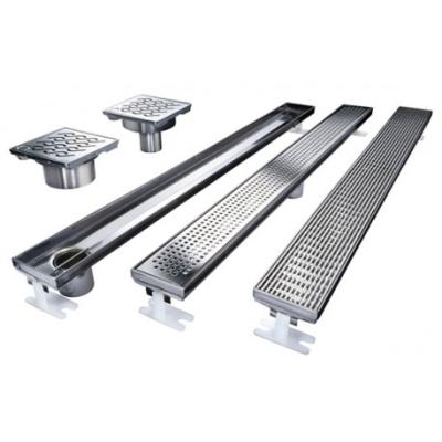 China Modern Black Shower Drain Long Channel Stainless Steel Water Cover Metal Driveway Tile for sale