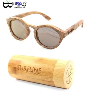 China 2021 Fashion Sunglasses Made with Sawdust Cork Recycled Wood Custom Engraved Cork Wood Bamboo Sunglasses for sale