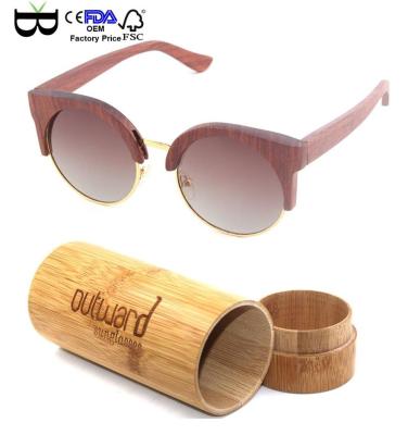 China Fashion Sunglasses Handcrafted Bamboo Wood Sunglasses TAC Polarized with Lens Sunglasses Metal Rose Wood Design for sale