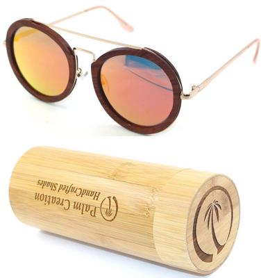 China Popular fashion sunglasses factory direct round wooden metal sunglasses for sale