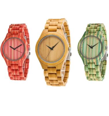 China Custom Colored Bamboo Half Quartz Water Resistant Wooden Watch Wrist Watch for sale