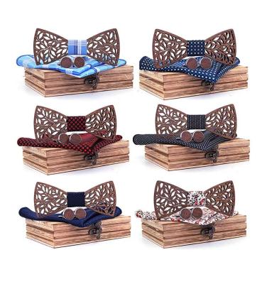 China Mens Wooden Ties Designers Fashion Gravata Wooden Tie Handkerchief Sets Ties Silk Ties For Men's Business Wedding Party for sale