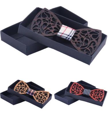 China Cheap Wooden Bowtie Set With Wooden Gift Box Customized Wooden Bowtie Square And Pocket Set For Men for sale