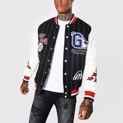 China 2022 QUICK DRY New OEM Custom Letter Embroidered Logo Patches Stripe Letterman Baseball Varsity Jacket For Men for sale