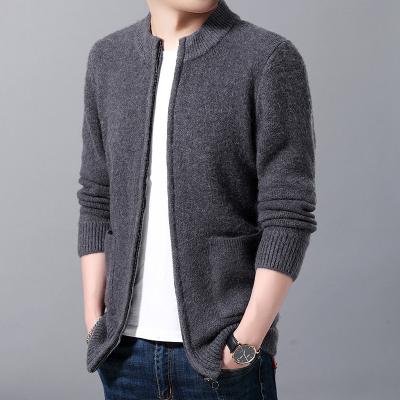 China Custom made anti-shrink cardigan sweater for men plus size long sleeve zipper cardigan with pockets for sale