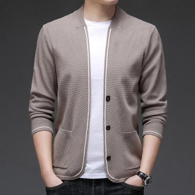 China Plus Size Solid Color Anti Shrink Custom Long Sleeve Loose Cardigan Sweater For Men for sale