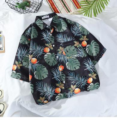 China Anti-pilling 2021 Hawaii new fashion beach trend loose summer casual printing short-sleeved shirt men for sale