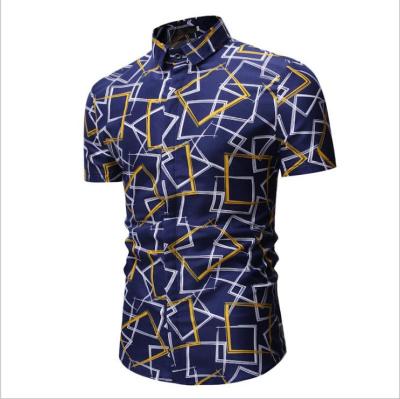 China 2019 New Breathable Men Sleeve Short Shirt Summer Euramerican Printed Casual African Men Shirts for sale