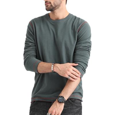 China Winter Anti-Shrink High Quality Custom Mens Long Sleeve Cotton Tee Tops Plain Crewneck T-Shirts For Men for sale