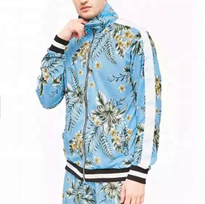 China 2021 Custom Autumn Fashion Loose Floral Print Viable Tortoise Neck Bomber Men's Casual Waterproof Tracksuit for sale