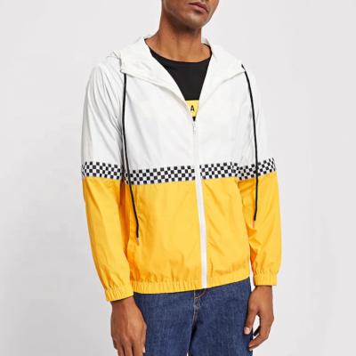 China 2019 Viable Men Custom Design Gingham Color Block Streetwear Anorak Canvas Classic Bomber Jacket for sale