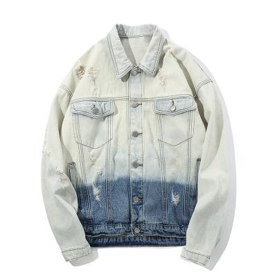 China 2019 New Breathable Jeans Jackets Coat Holes Outerwear High Street Men Washed Distressed Denim Jackets for sale