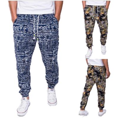 China Sustainable Hot Sale European American Casual Cotton Cotton Floral Folk Loose Men's Pants for sale