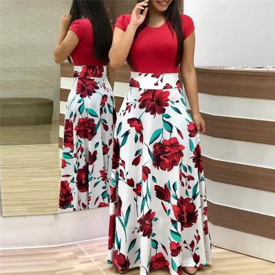 China Latest Design Anti-Static Casual Floral Print Long Sleeve Maxi Dress Evening Party Women Long Dress for sale