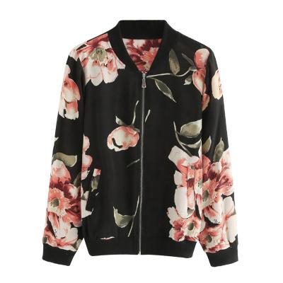 China 2021New Fashion Waterproof Women Sheath Long Casual Zipper Coat Floral Printing Outwear Plus Size Ladies Jackets Coats for sale