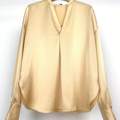 China 2021 New Breathable Women's Spring Solid Color Fashion Silk Minimalist Piece Of Shirt for sale