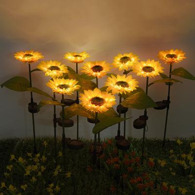 China Outdoor Waterproof Artificial Flower Solar Lamp Light Garden LED Sunflower Lantern for Garden Patio Park Decoration for sale