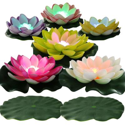 China EVA 7 Inch Colorful Floating Lotus With LED Water Floating Artificial Lily With Light for sale