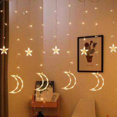 China 8 Modes Modern Remote Star Moon Curtain Light Star Light Decoration for Wedding Indoor Outdoor Christmas Tree Party Garden for sale