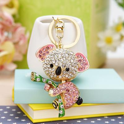 China Chinese style rhinestone koala bear car key chain bag key chain metal ring key chain small luxury metal pendant gift female promotion gift for sale