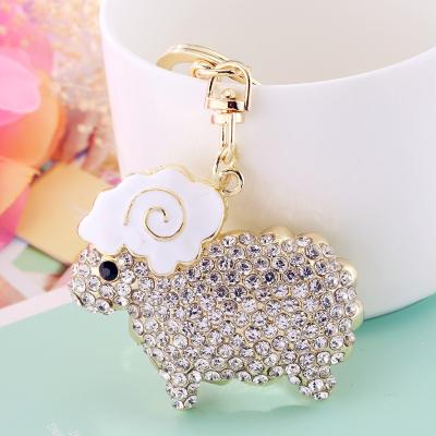 China Ring Company Customized Metal Small Gift Metal Pendant Key Chain Rhinestone Promotional Gift Lamb Car Female Bag Creative Key Chain for sale