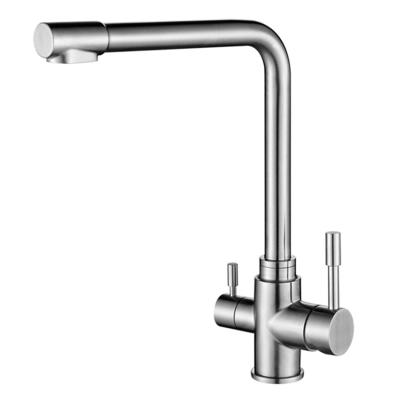 China Factory Price Stainless Steel 3 Way Modern Luxury Hot Cold Water Kitchen Faucet With Reverse Osmosis System Fittings for sale