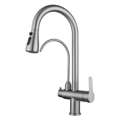 China High Quality Stainless Steel Faucet Manufacturer Double Handle Water Mixer Tap Lower Modern Kitchen Filter Faucet for sale