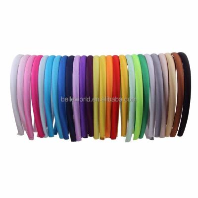 China Factory Cheap Alice Colorful Wide Plastic Satin Covered Headband for sale