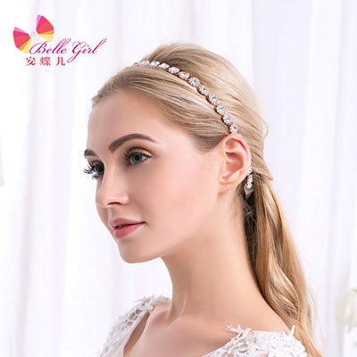 China BELLEWORLD Fashionable Luxury Shiny Diamond Rhinestone Wedding Ribbon Full Headbands For Party Daily Life for sale