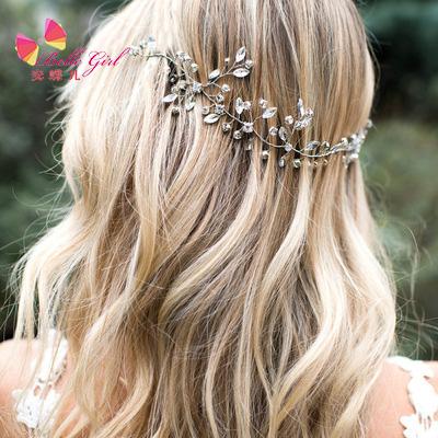 China BELLEWORLD fashionable 2021 European and American new luxury diamond temperament trend olive leaf modeling bride headband for sale