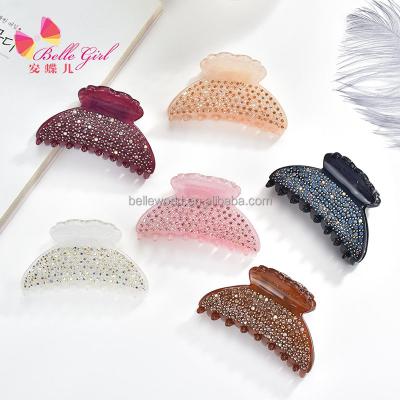 China Vintage Custom Design BELLEWORLD Crystal Rhinestone Tort Cellulose Acetate Hair Claw Clips Full For Lady for sale