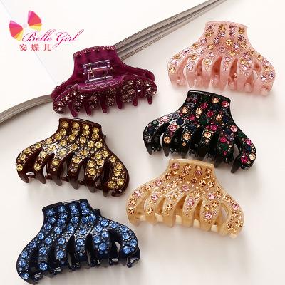 China BELLEWORLD Fashion Europe Retro Acetate Rhinestone Hair Claw Large Hair Jewelry Accessory Hair Claw Clip Acceptable for sale