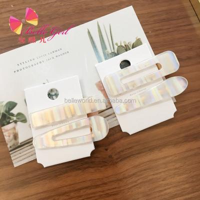 China BELLEWORLD Hip Hop Acrylic Hair Clips Set Of Hair Clips Custom Cute Shiny Kids Acetate Accessories Hair Clips Wholesale for sale