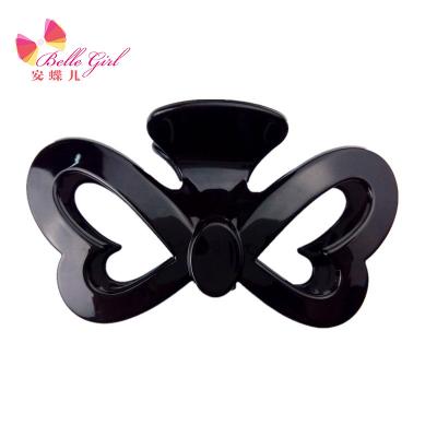 China BELLEWORLD New Fashion Design Hair Claws Love Butterfly Shape Vintage Black Spa Plastic Hair Claws For Women for sale