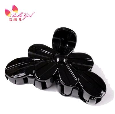 China BELLEWORLD Fashion News Korean Hair Claws ABS Plastic Flower Shaped Black Resin Hair Claws For Women for sale