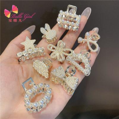 China BELLEWORLD Fashion New Arrival Sweet Korean Mini Flower Star Bow Rabbit Pearl Metal Hair Claw Clips For Girls for sale