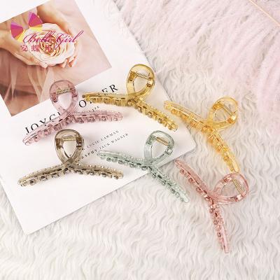 China BELLEWORLD Fashionable Korean Women's Solid Transparent Hair Claw Cuts Cross Hair Plastic Clear Claws for sale