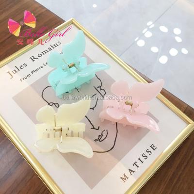 China Summer Fashionable Sweet Color BELLEWORLD Decorative Plastic Hair Claw Korean Resin Butterfly Claw Hair Clips Hair Claw for sale