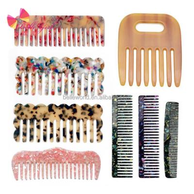 China BELLEWORLD Custom Wholesale Multi Styles Tortoiseshell Acetate Unisex Hair Anti Static Long Comb With Wide Tooth for sale