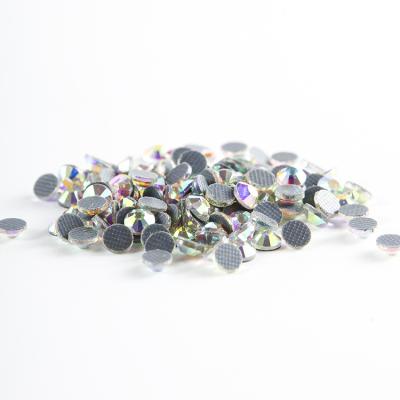 China Flatback Cheng High Grade Bling Flatback Nail Art Decoration Round Garment Sparkle Glass Rhinestone Bags Shoes Stick Custom for sale