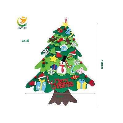 China Chirstmas Decor JINYIJIE Christmas Home Decoration Educational DIY Gifts Felt Christmas Tree Set With Ornaments For Kids for sale