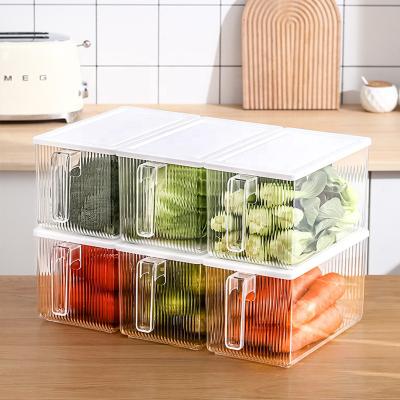 China Sustainable Factory Direct Sales Refrigerator Fresh Box Plastic Kitchen Organization Frozen PP Large Capacity Transparent with Handle for sale