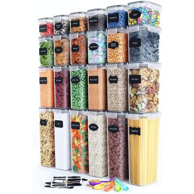 China Sustainable 2023 Hot Selling PP Air-Tight Food Storage Container Set 24PC Set Plastic Kitchen Storage Box With Lid Airtight Cereal for sale