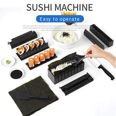 China Sustainable Automatic Hot Sale Sushi Kitchen Roll Making Mold Kit 10/11 pieces Sushi Equipment Set All In One Sushi Bazooka Maker for sale